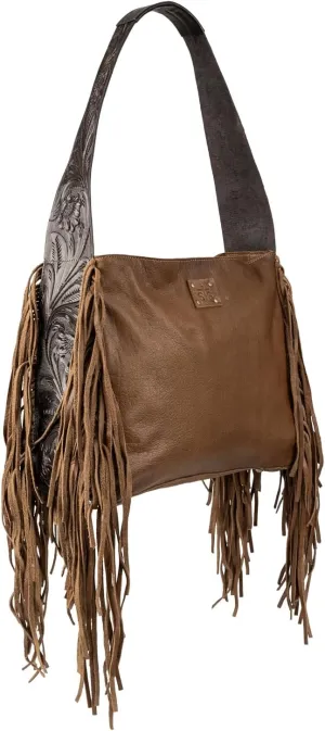 STS Ranchwear Womens Boho Cowgirl Faye Fringe Brown/Tan Leather Handbag Bag OS