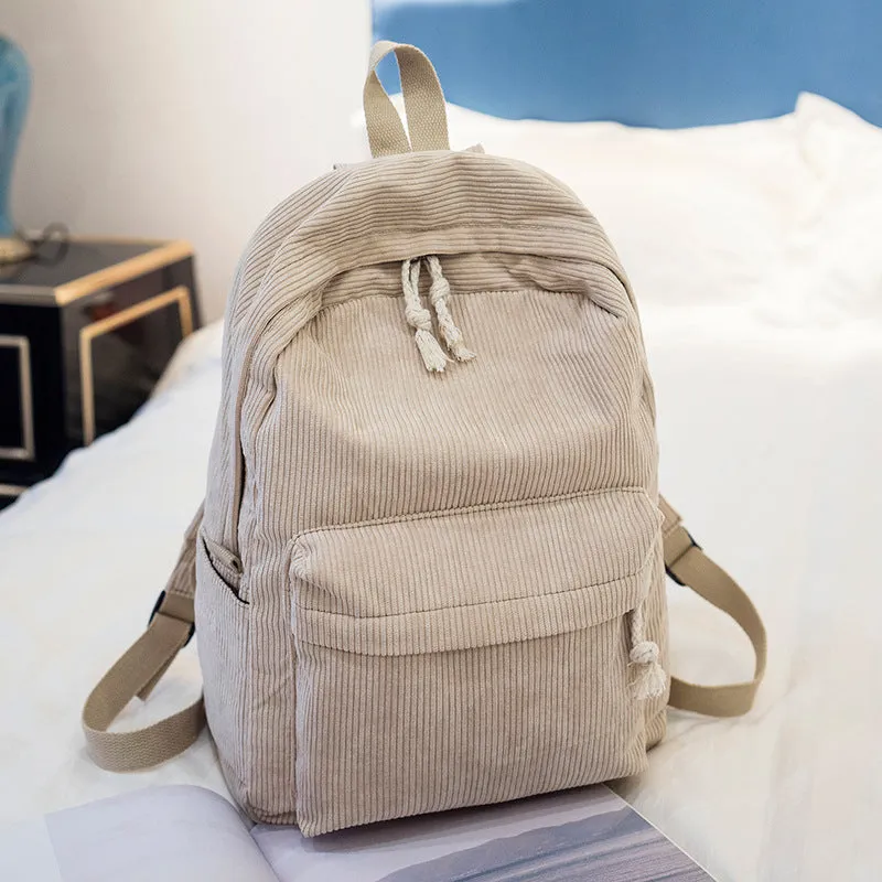 Style Regular Script High Personality Corduroy Backpacks