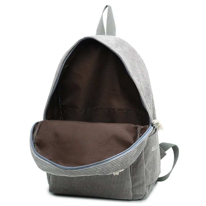 Style Regular Script High Personality Corduroy Backpacks