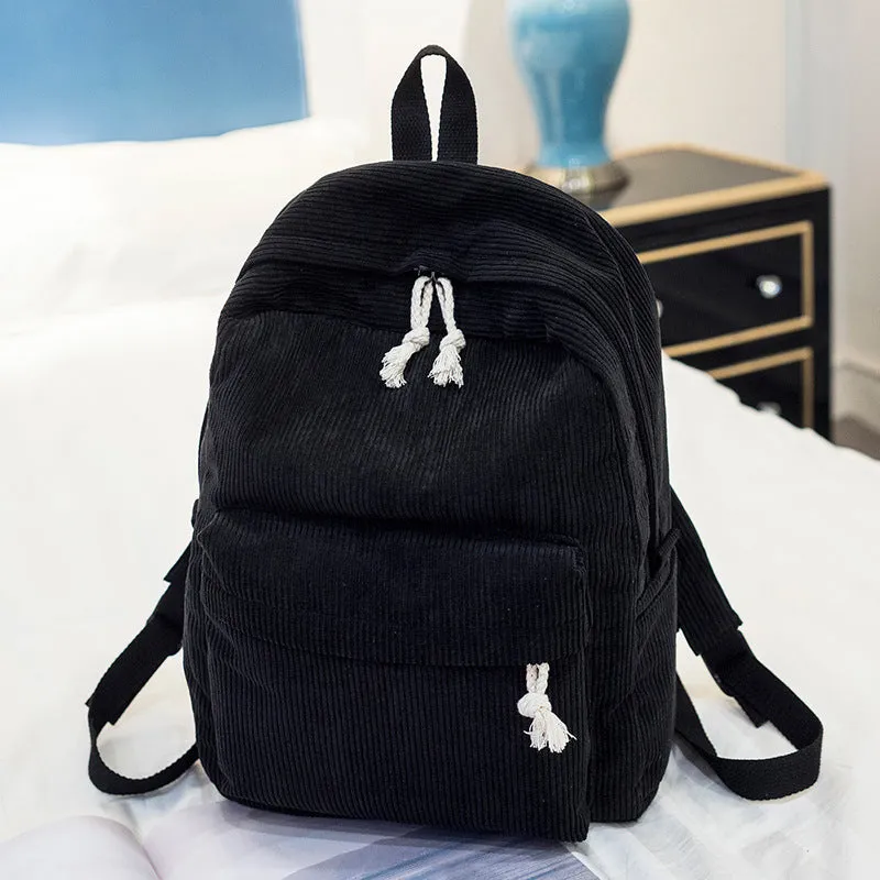 Style Regular Script High Personality Corduroy Backpacks