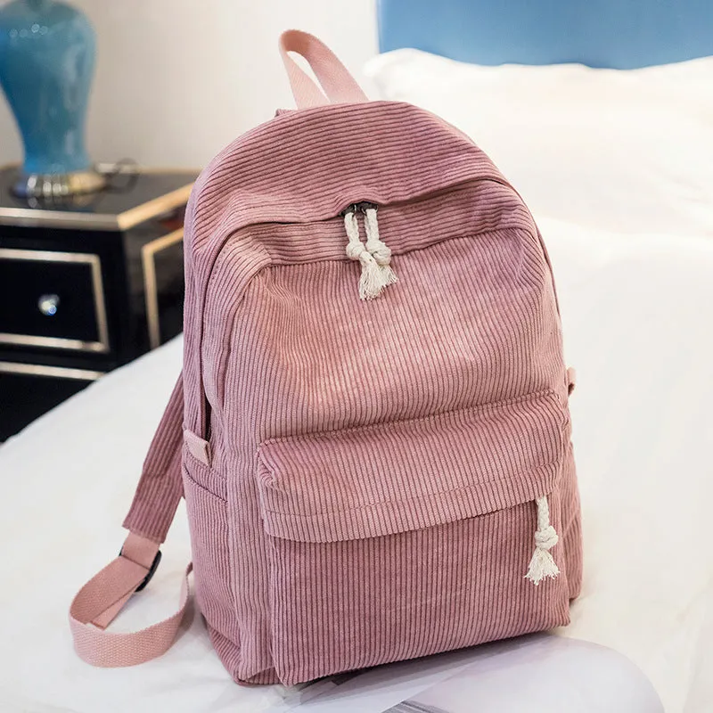 Style Regular Script High Personality Corduroy Backpacks