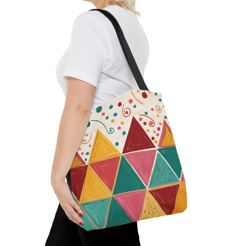 Stylish Chic Tote Bag with Vibrant Triangles