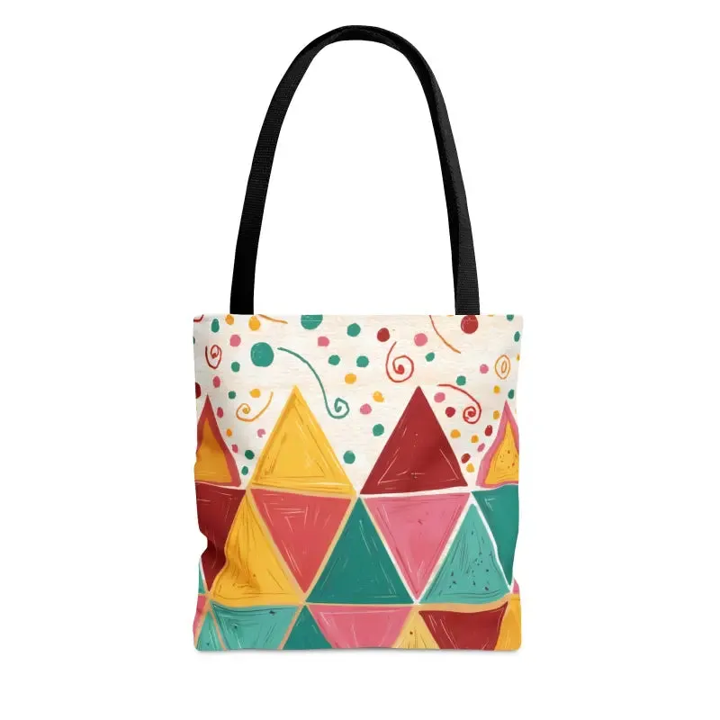 Stylish Chic Tote Bag with Vibrant Triangles