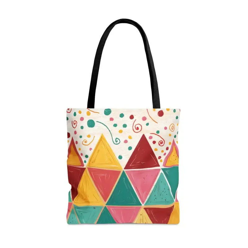 Stylish Chic Tote Bag with Vibrant Triangles