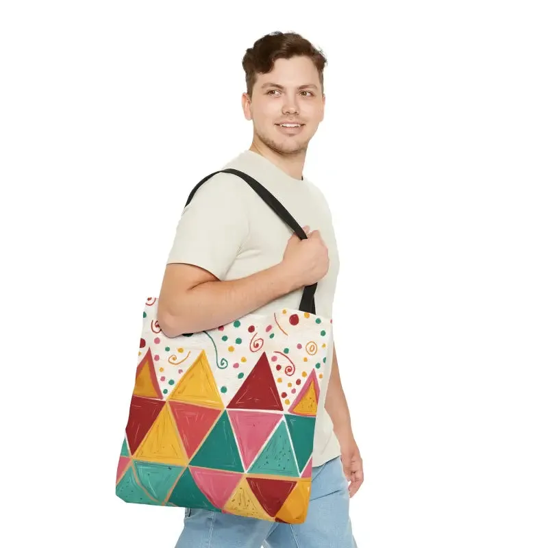 Stylish Chic Tote Bag with Vibrant Triangles