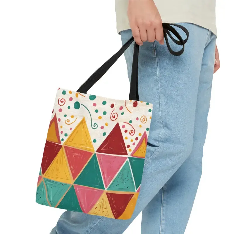 Stylish Chic Tote Bag with Vibrant Triangles