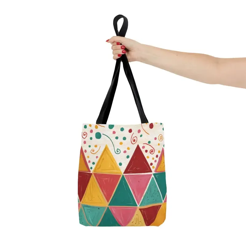 Stylish Chic Tote Bag with Vibrant Triangles