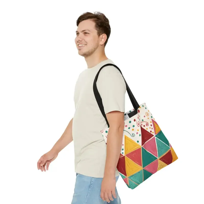 Stylish Chic Tote Bag with Vibrant Triangles