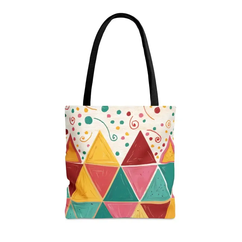 Stylish Chic Tote Bag with Vibrant Triangles
