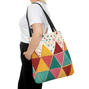 Stylish Chic Tote Bag with Vibrant Triangles