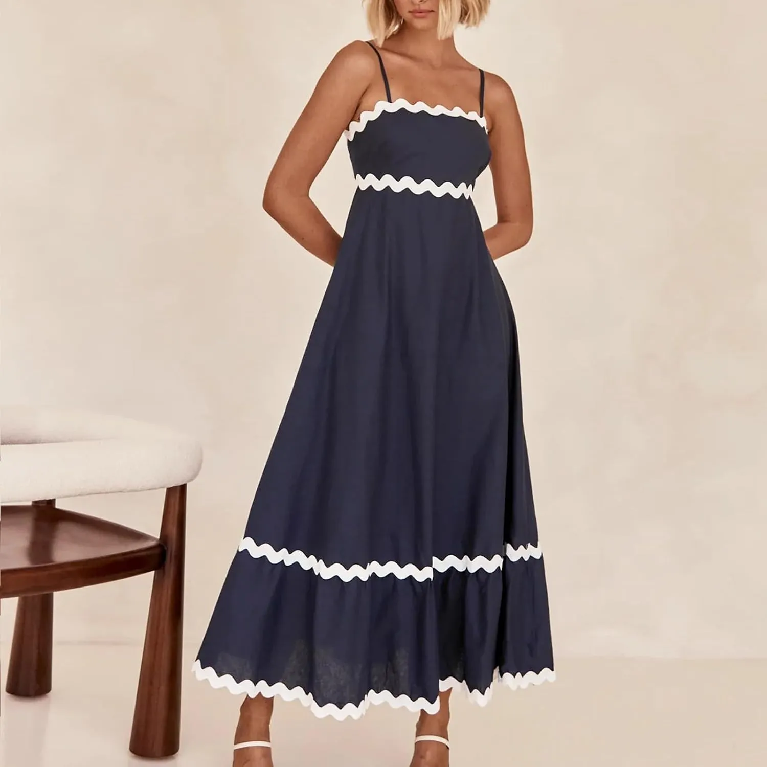 Summer Dresses for Women 2024 Spaghetti Strap Tiered Flowy Sundress Vacation Party Long Beach Dress