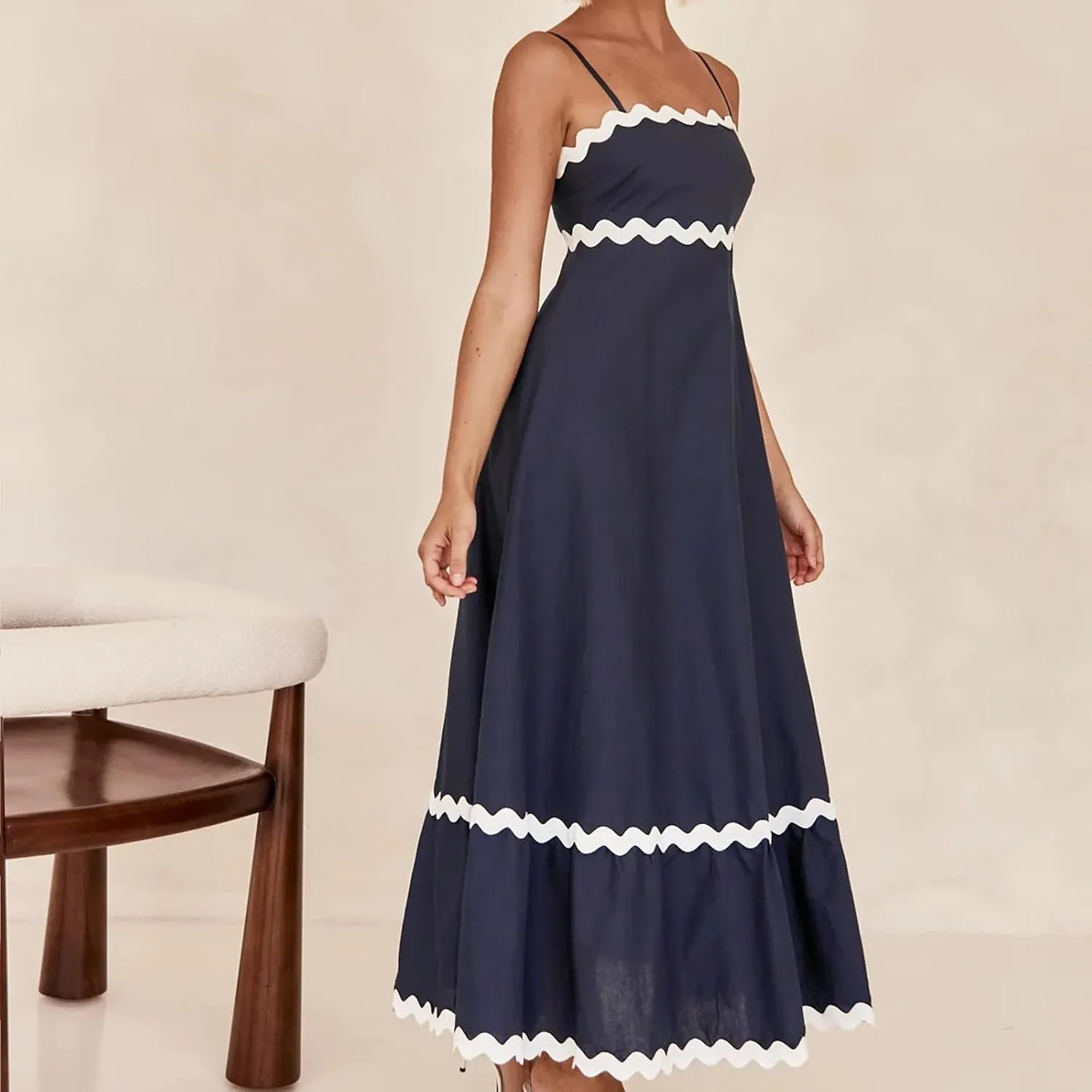 Summer Dresses for Women 2024 Spaghetti Strap Tiered Flowy Sundress Vacation Party Long Beach Dress