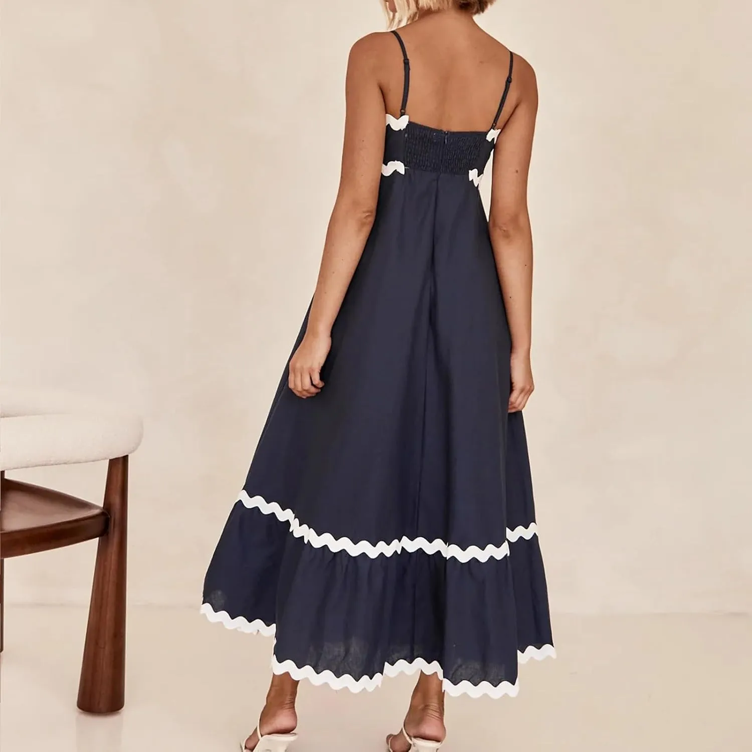 Summer Dresses for Women 2024 Spaghetti Strap Tiered Flowy Sundress Vacation Party Long Beach Dress
