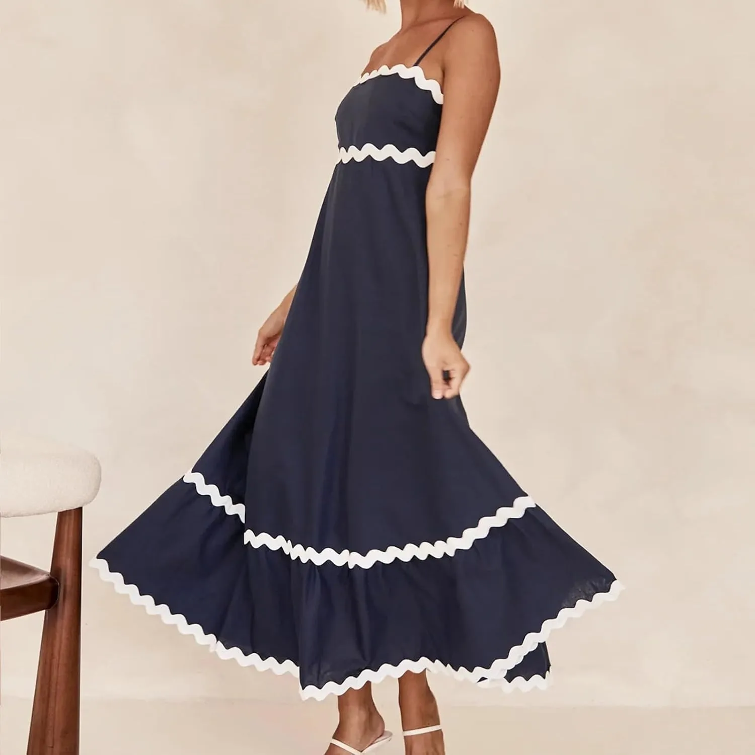 Summer Dresses for Women 2024 Spaghetti Strap Tiered Flowy Sundress Vacation Party Long Beach Dress