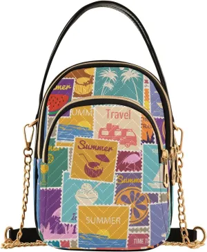 Summer Postage Stamps Crossbody Purse for Women Travel Handbag Small Shoulder Bag