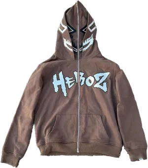 Sunwittafy Y2k Hoodie Men Teens Funny Graphic Full Zip Up Hoodie Over Face Camo Lazy Style Oversized Sweatshirt Demon Jacket