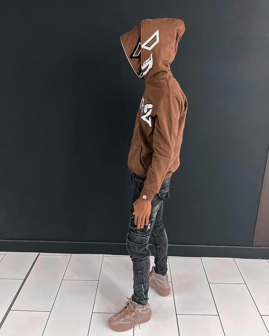 Sunwittafy Y2k Hoodie Men Teens Funny Graphic Full Zip Up Hoodie Over Face Camo Lazy Style Oversized Sweatshirt Demon Jacket
