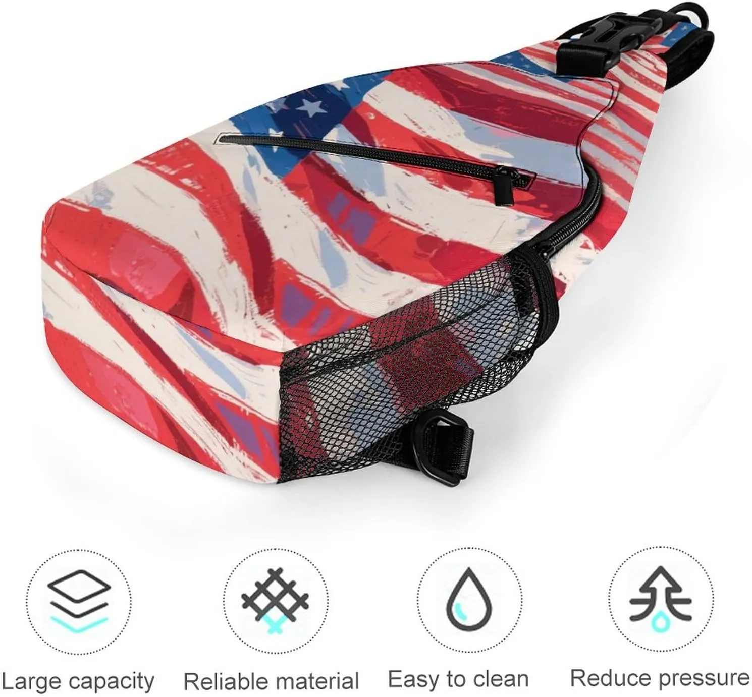 Supdreamc Sling Shoulder Backpack for Women Men Multipurpose Anti-Theft Casual Carrying Tote Case Crossbody Travel Bag Tactical Satchel, Usa Flag Grunge Old American Flag Art Rucksack