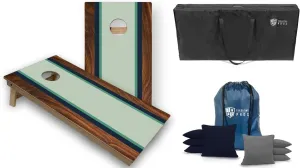 Tailgating Pros Tournament Cornhole Boards - 4'x2' Beach Themed Regulation Outdoor Corn Hole Game with Carrying Case & Set of 8 All Weather Bean Bags w/Tote