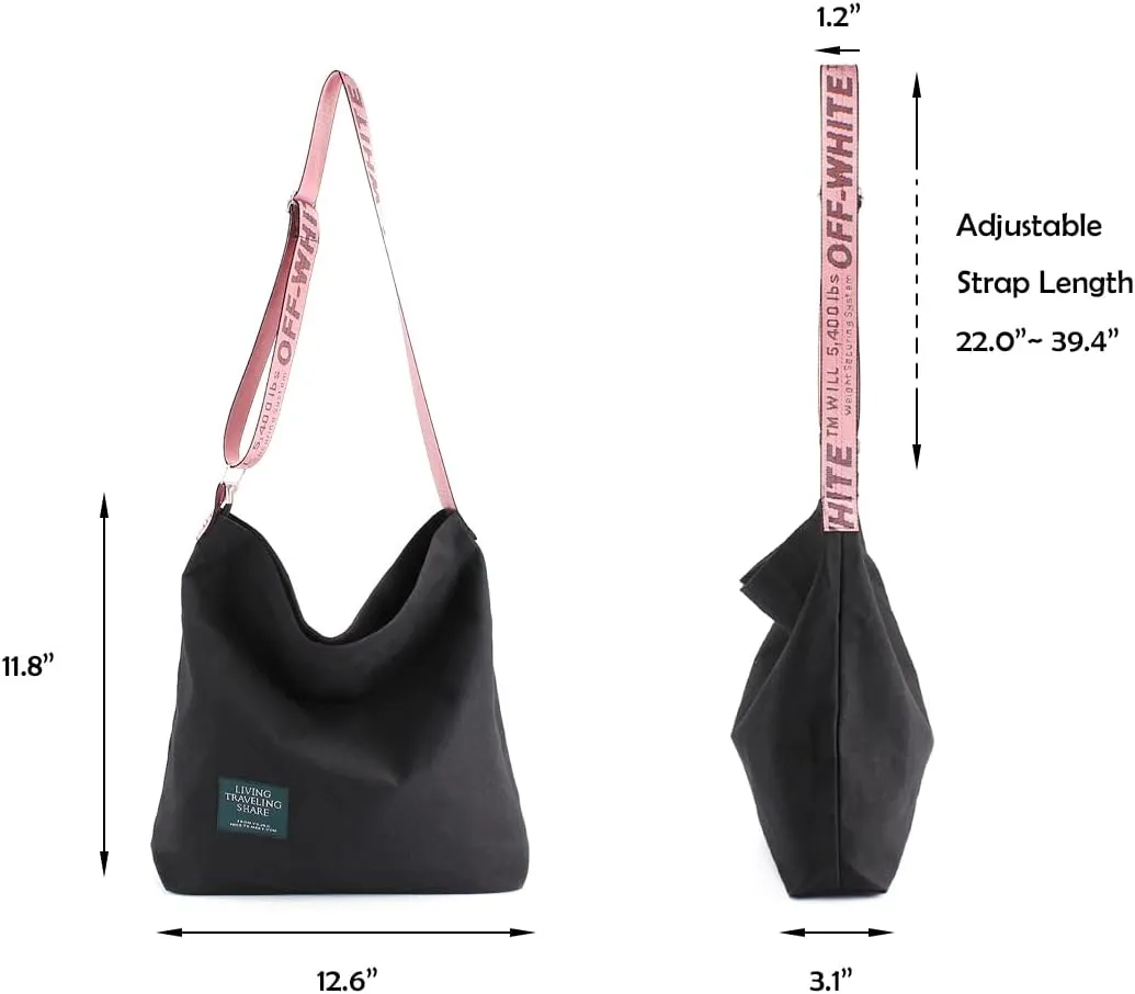TANOSII Canvas Tote Bag Womens Hobo Handbag Casual Shoulder Bag Shopping Bag Large Size Crossbody Bag