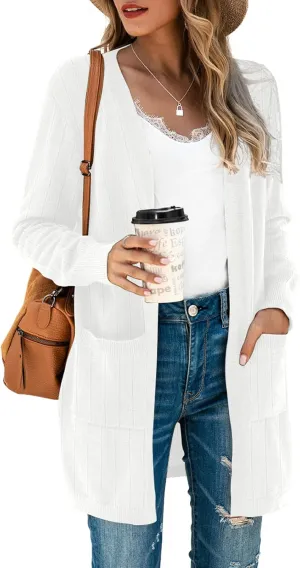 TASAMO Womens Color Block Striped Draped Kimono Cardigan Long Sleeve Open Front Casual Knit Sweaters Coat Soft Outwear