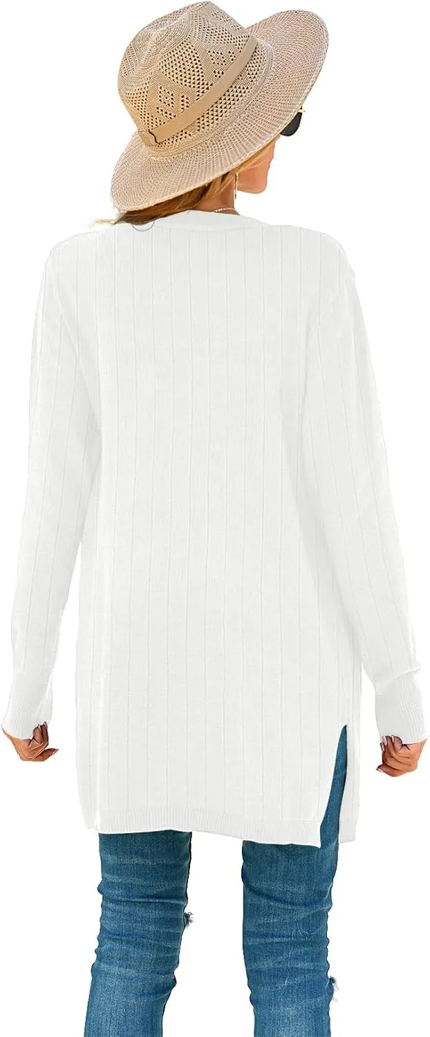 TASAMO Womens Color Block Striped Draped Kimono Cardigan Long Sleeve Open Front Casual Knit Sweaters Coat Soft Outwear