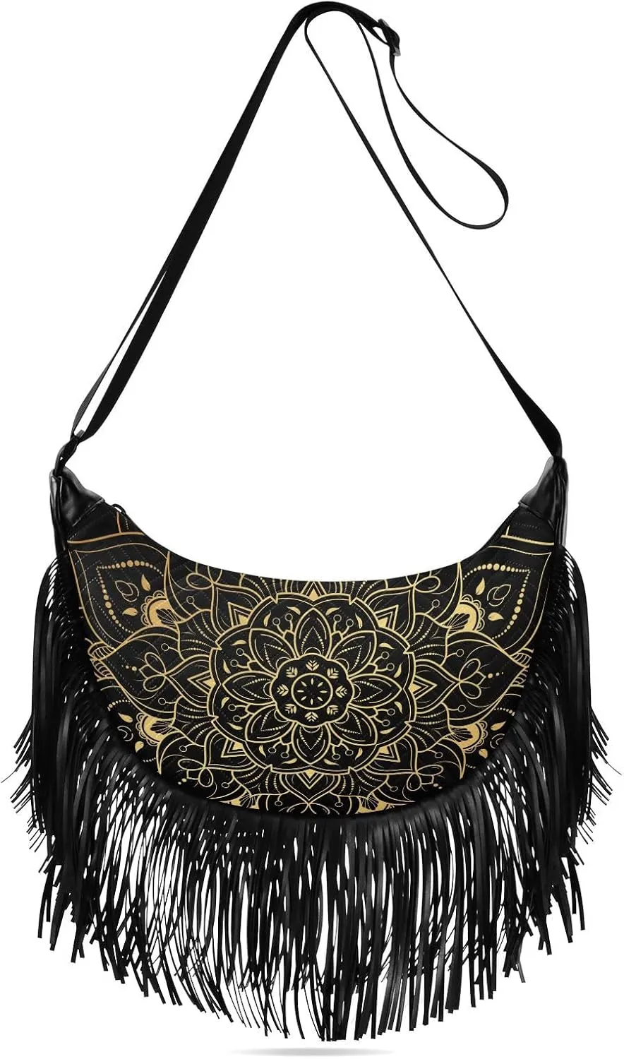 Tassel Crossbody Bag Women Fringe Boho Handbag Hippie Purse Vintage '70s Daily Bag