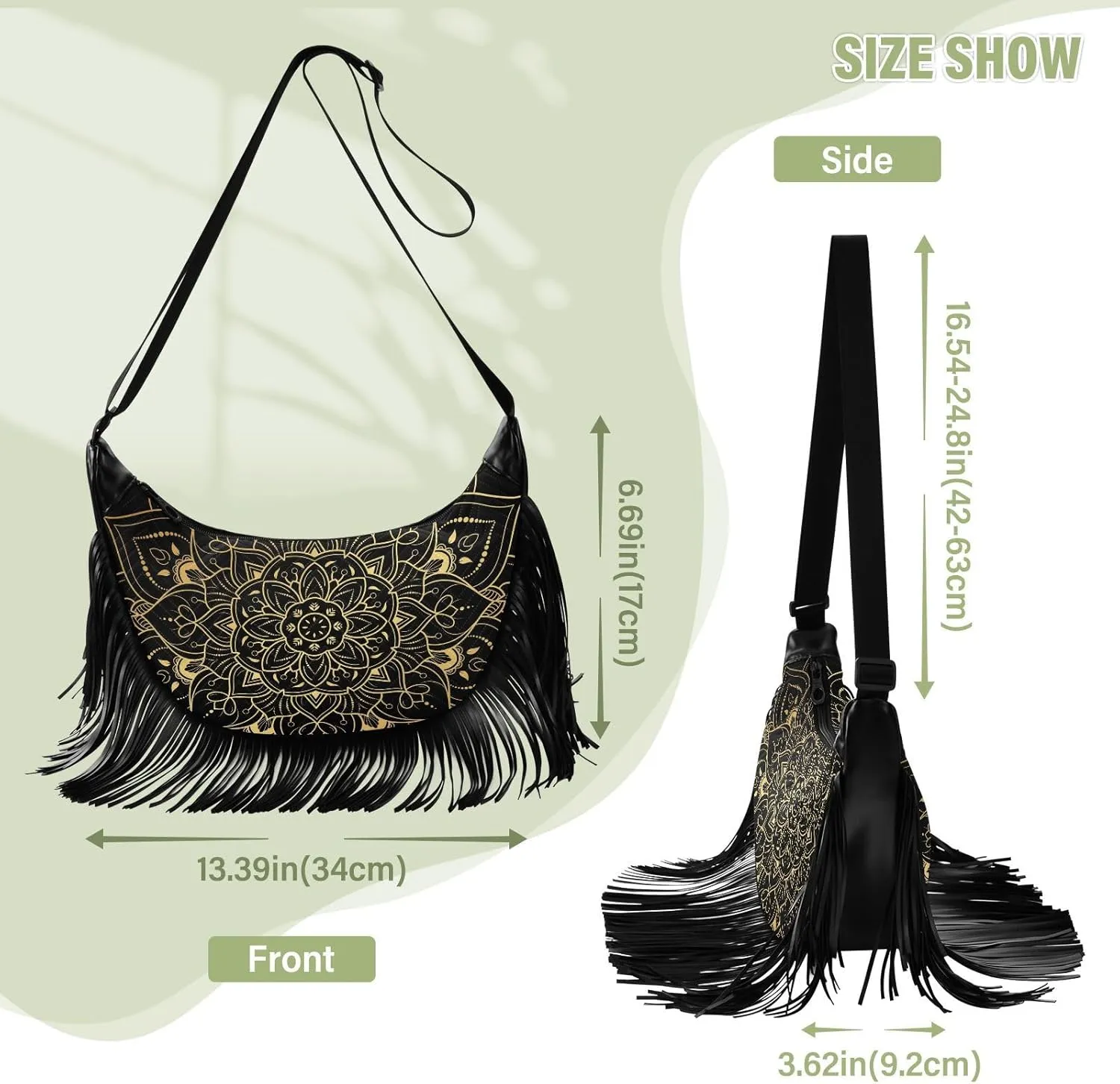 Tassel Crossbody Bag Women Fringe Boho Handbag Hippie Purse Vintage '70s Daily Bag