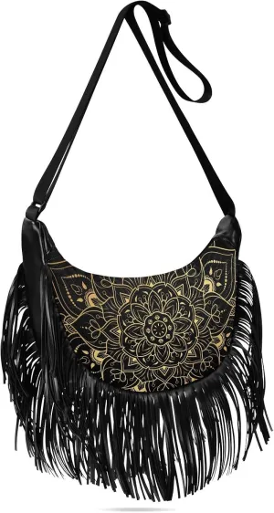 Tassel Crossbody Bag Women Fringe Boho Handbag Hippie Purse Vintage '70s Daily Bag