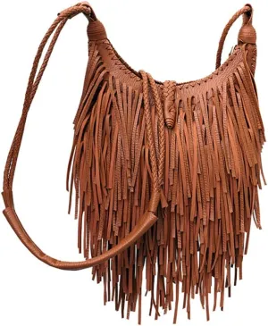 Tassel Shoulder Bag Vintage & Stylish Women PU Leather Bohemian Fringed Crossbody Shoulder Hobo Fringe bag