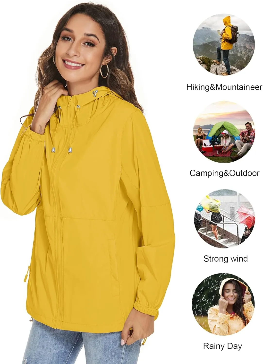 TCOT Womens Rain Jackets Waterproof Windbreaker Jackets lightweight Portable Rain Coat