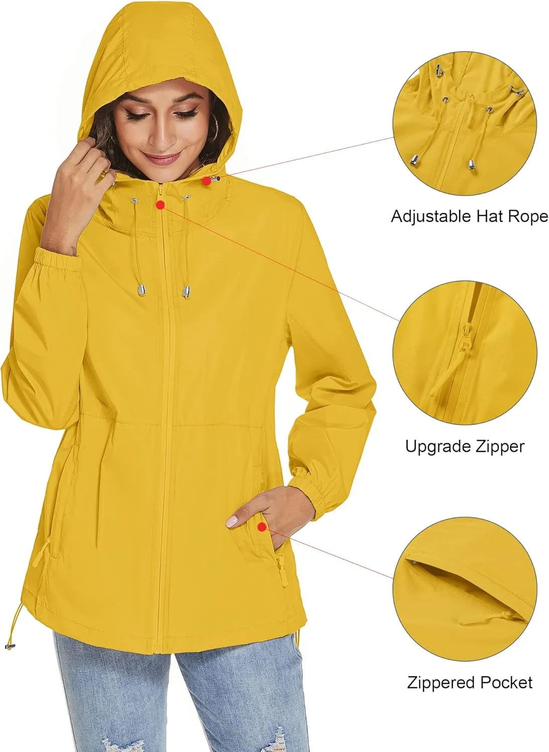 TCOT Womens Rain Jackets Waterproof Windbreaker Jackets lightweight Portable Rain Coat