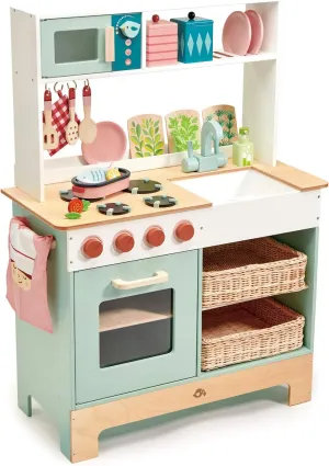 Tender Leaf Toys - Mini Chef Kitchen Range- Wooden Pretend Play Kitchen Set Develops Social, Creative and Imaginative Skills, Gender-Neutral - Age 3 