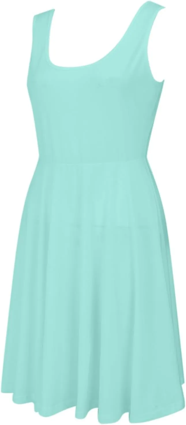 Tennis Short Dress for Women High Neck Knee Length Slim Sleeveless Tummy Control Cute Workout Summer Dresses