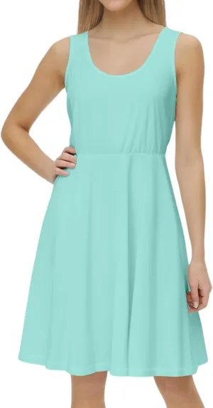 Tennis Short Dress for Women High Neck Knee Length Slim Sleeveless Tummy Control Cute Workout Summer Dresses