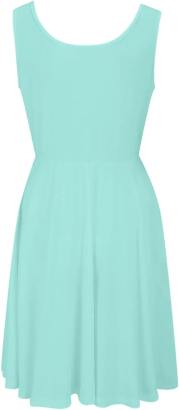 Tennis Short Dress for Women High Neck Knee Length Slim Sleeveless Tummy Control Cute Workout Summer Dresses