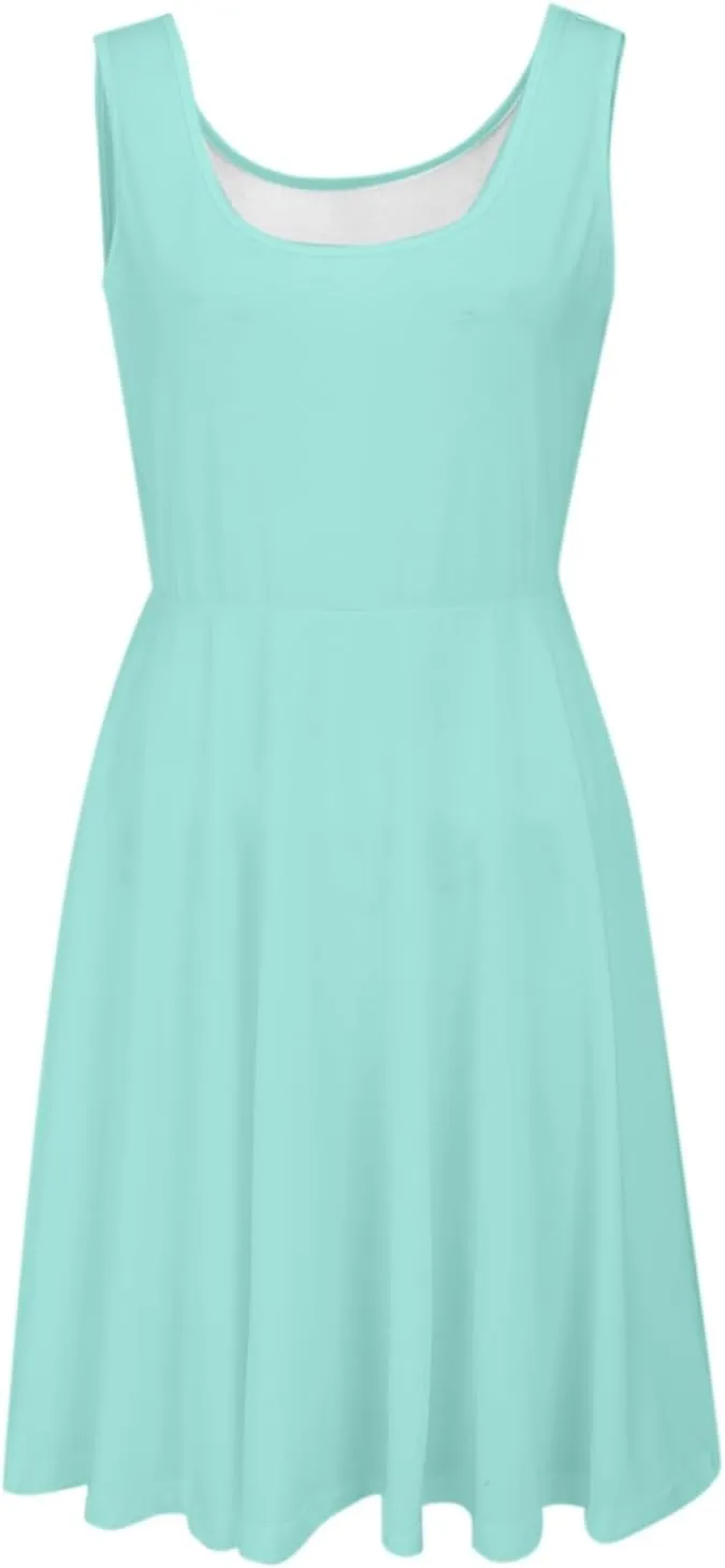Tennis Short Dress for Women High Neck Knee Length Slim Sleeveless Tummy Control Cute Workout Summer Dresses
