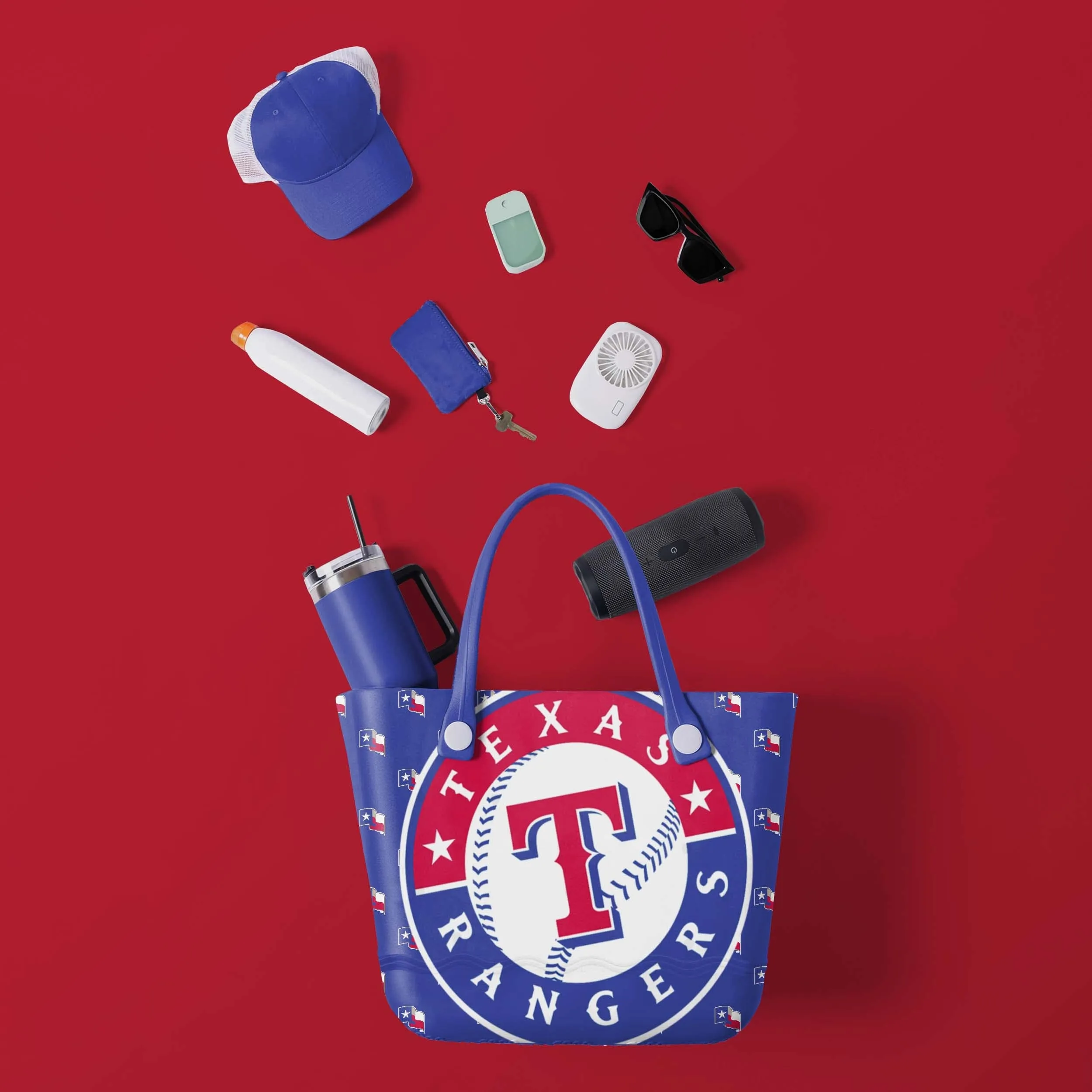 Texas Rangers Big Logo Mini Print Tailgate Tote Bag