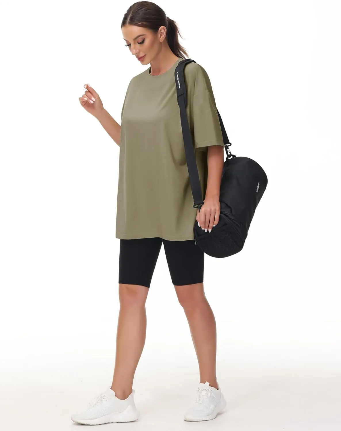 THE GYM PEOPLE Women's Casual Oversized T-Shirts Summer Crewneck Short Sleeve Workout Basic Tee Tops