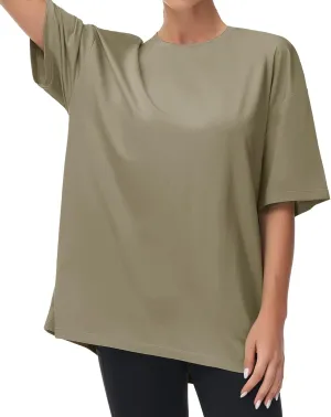 THE GYM PEOPLE Women's Casual Oversized T-Shirts Summer Crewneck Short Sleeve Workout Basic Tee Tops