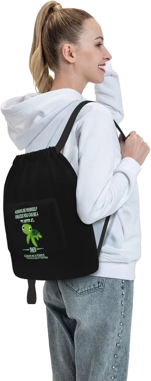 The New Drawstring Backpack Always Be A Turtle Gym String Bag Sport Sack Storage Bag Beach Knapsack