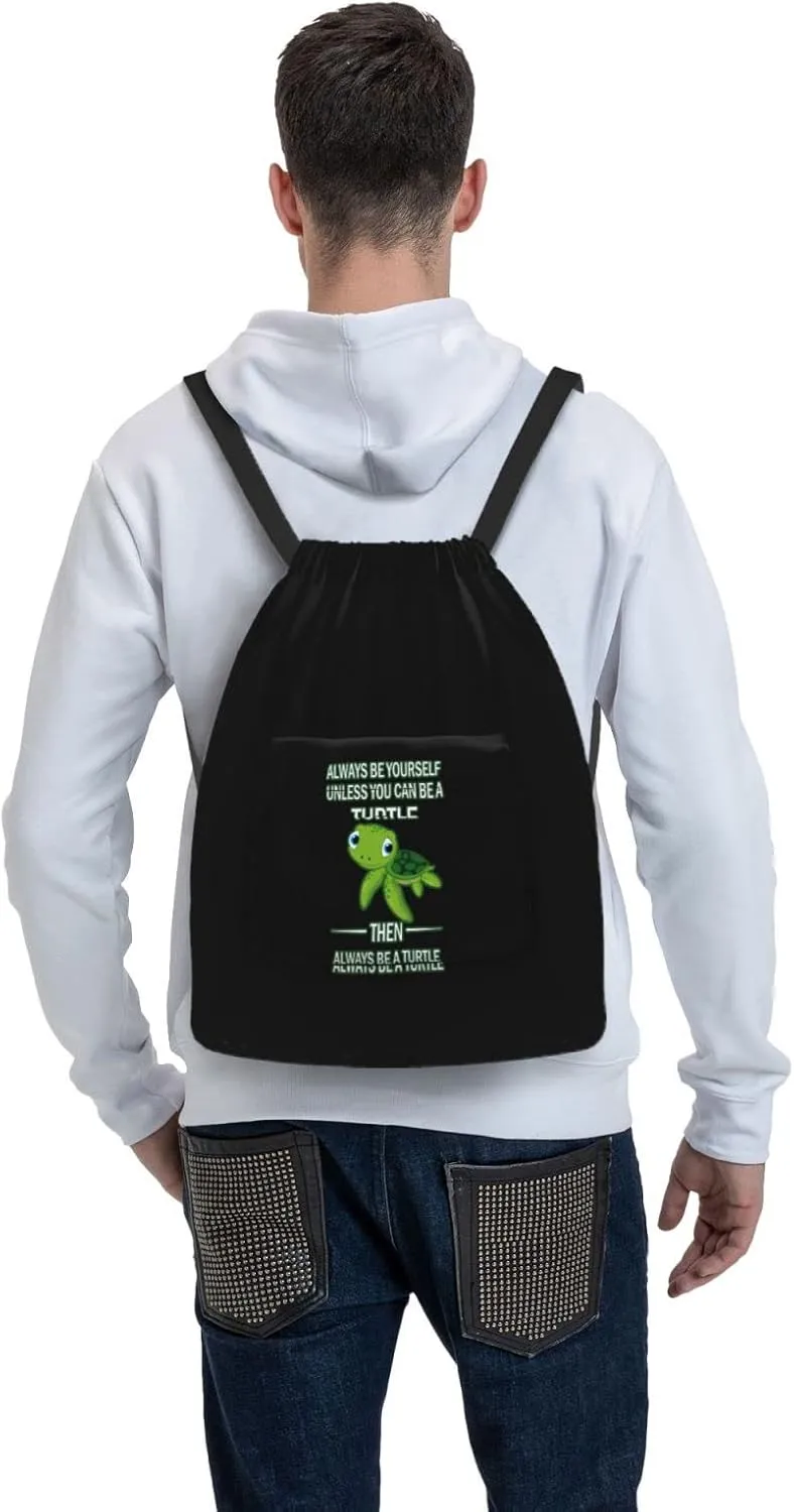 The New Drawstring Backpack Always Be A Turtle Gym String Bag Sport Sack Storage Bag Beach Knapsack