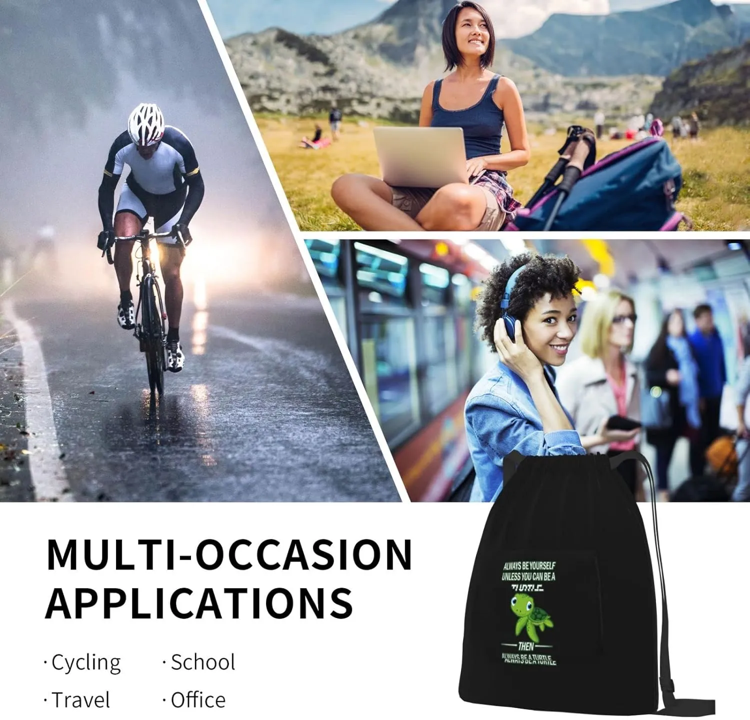 The New Drawstring Backpack Always Be A Turtle Gym String Bag Sport Sack Storage Bag Beach Knapsack