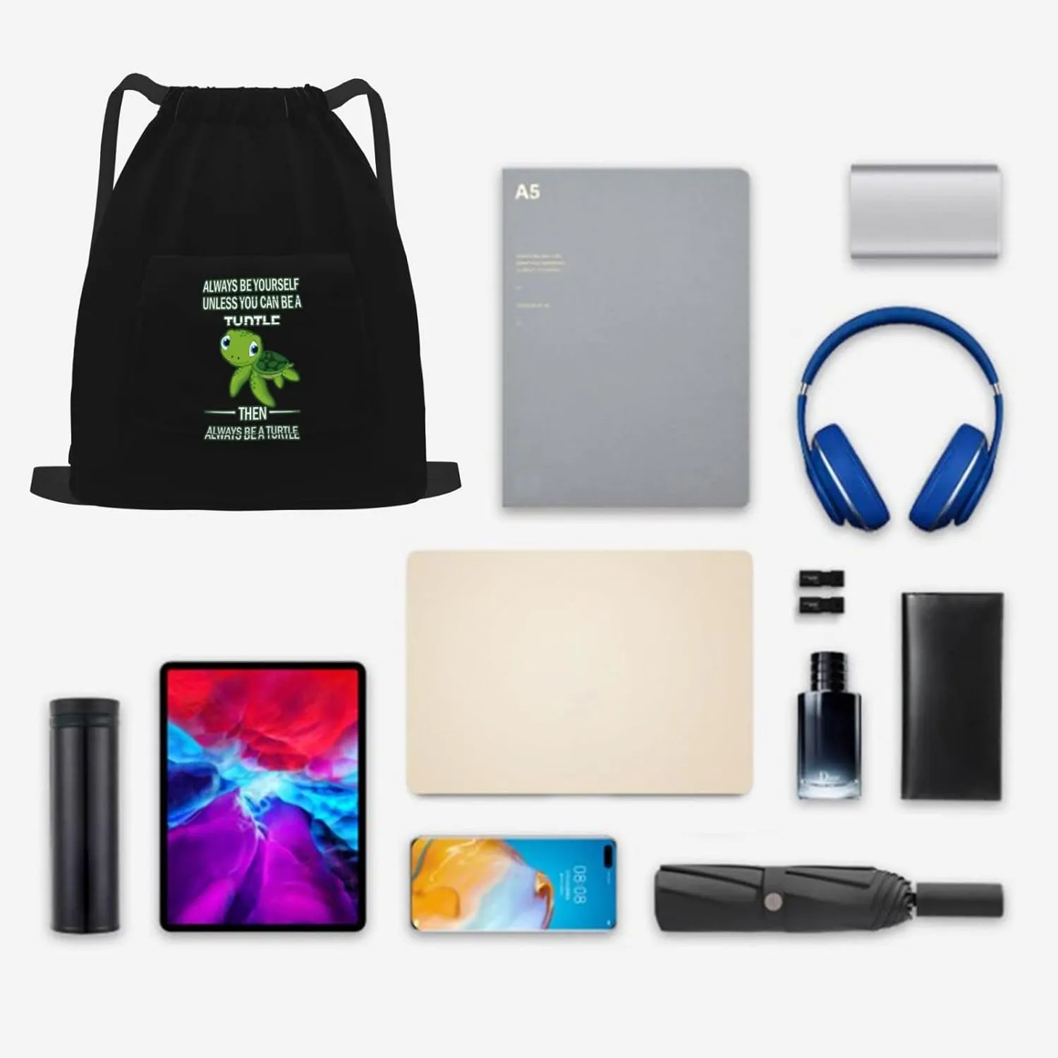 The New Drawstring Backpack Always Be A Turtle Gym String Bag Sport Sack Storage Bag Beach Knapsack