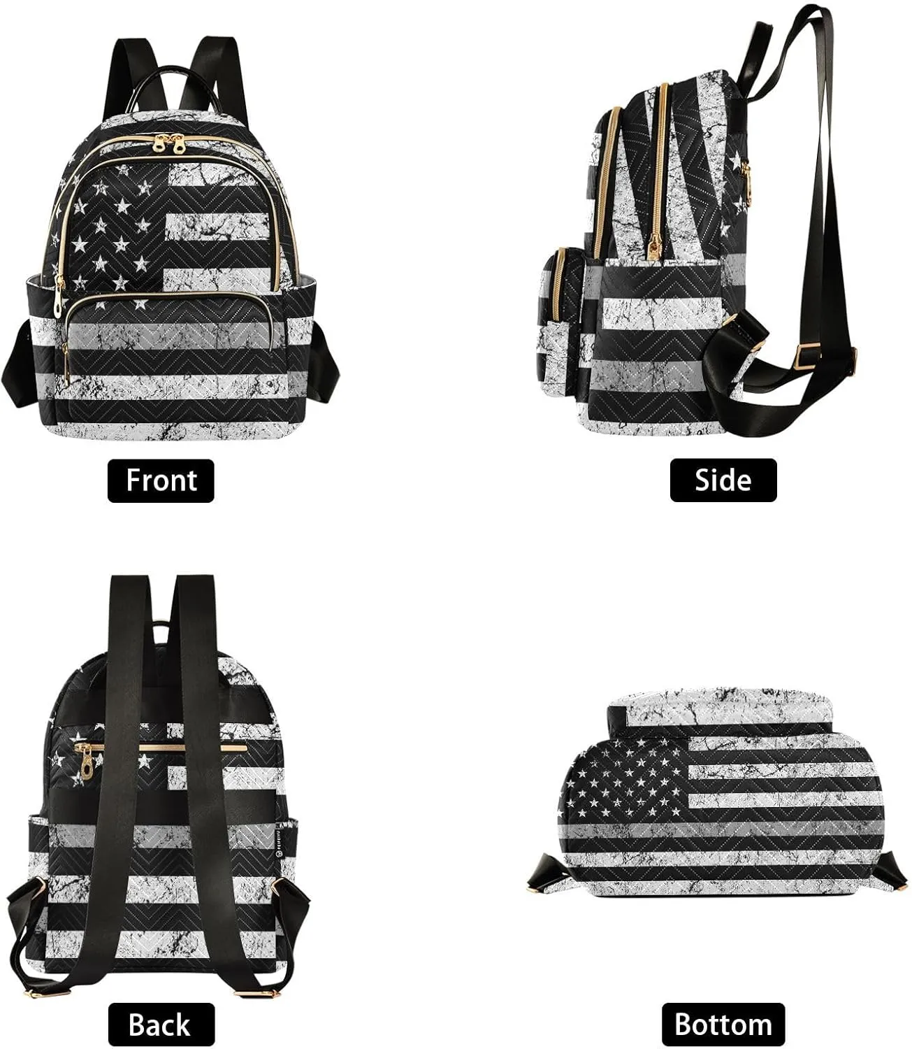 Thin Gray Silver Line Flag Mini Backpack for Women, Travel Backpack Purse for Ladies Fashion Shoulder Bag Daypack Travel Bag