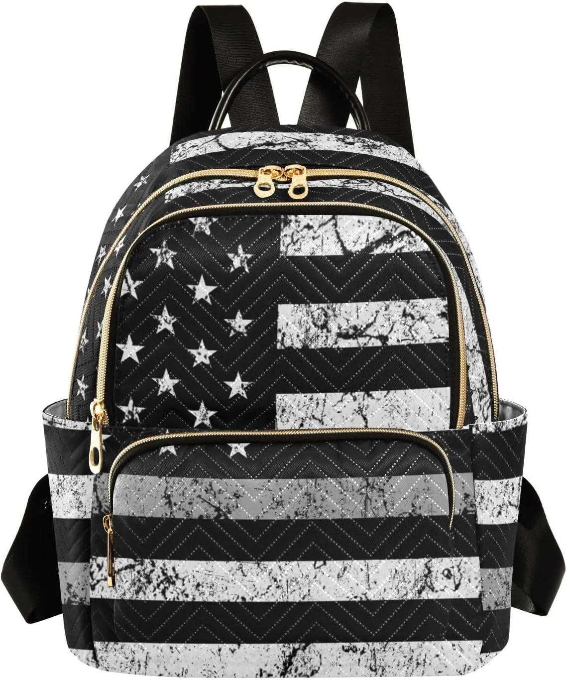 Thin Gray Silver Line Flag Mini Backpack for Women, Travel Backpack Purse for Ladies Fashion Shoulder Bag Daypack Travel Bag