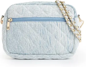 Thomas & Lee Denim Crossbody Handbag, 7-inch Length, Quilted Nylon, Gift