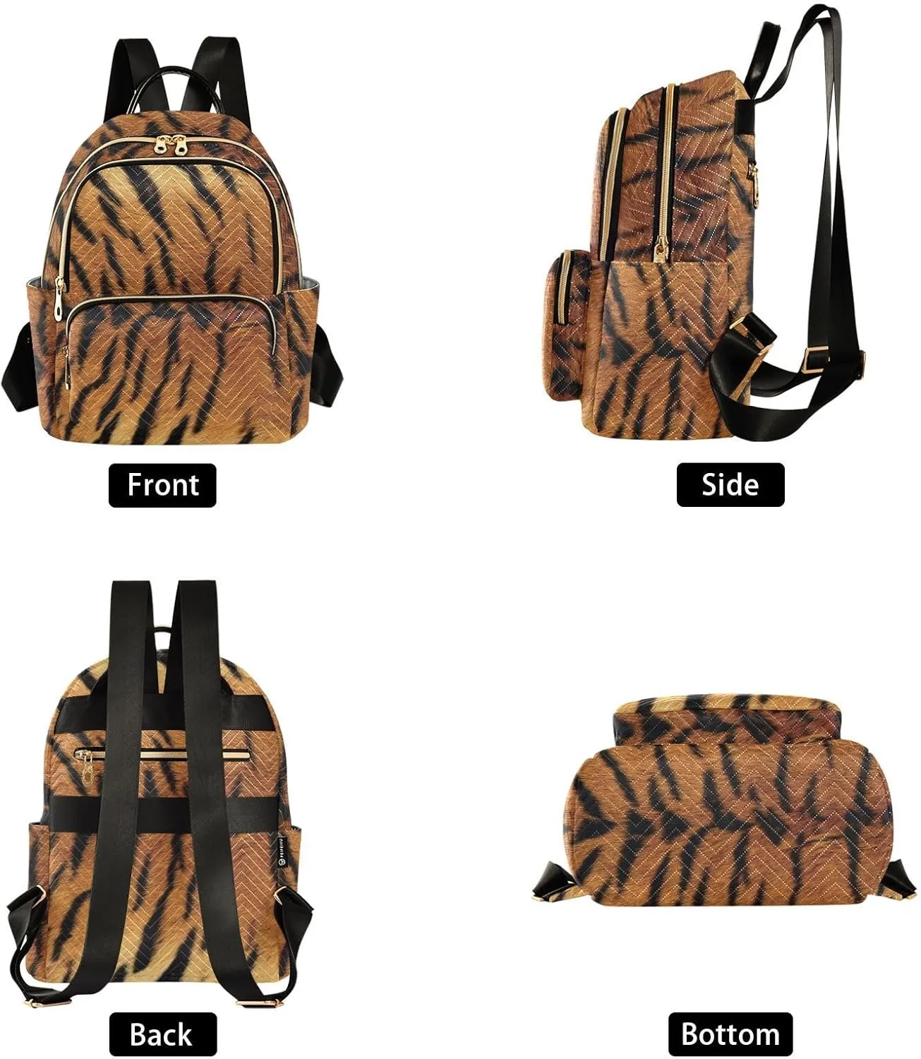 Tiger Skin Mini Backpack for Women, Travel Backpack Purse Daypack Shoulder Bag for Ladies