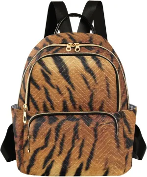 Tiger Skin Mini Backpack for Women, Travel Backpack Purse Daypack Shoulder Bag for Ladies