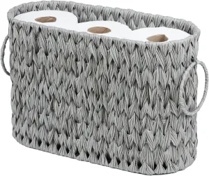 Toilet Paper Storage - Waterproof Wicker Basket for Bathroom, Holds 6 Rolls